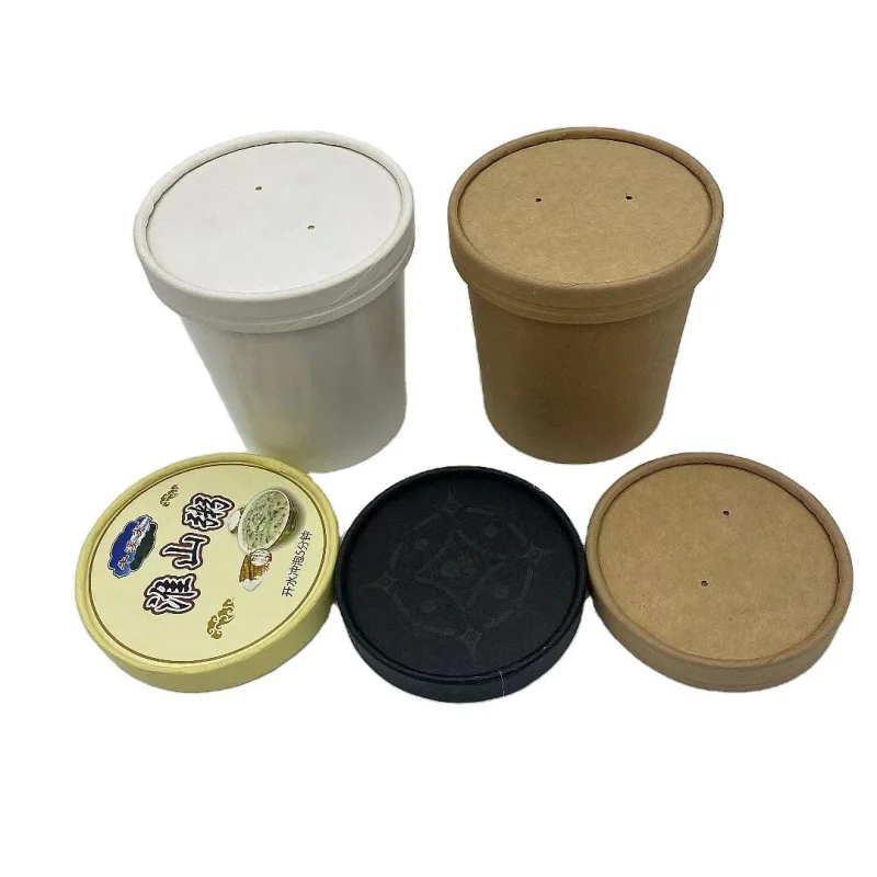 Bols à soupe chauds à emporter de poulet College personnalisés, papier kraft, tasse à soupe avec couvercle en papier, produit personnalisé, 32oz