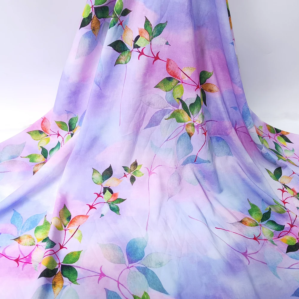 1 meter X 1.4 meter Digital Print Viscose Fabric Soft Dress Material Summer