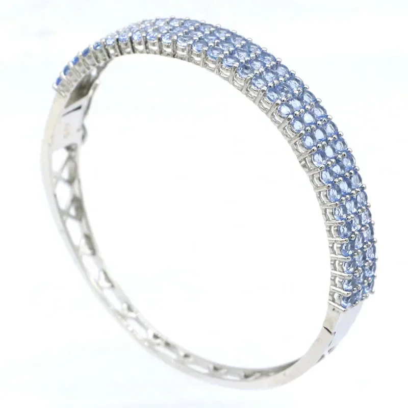 

15g 925 SOLID STERLING SILVER Bangle Customized BRACELET Peridot London Blue Topaz Violet Tanzanite Tourmaline