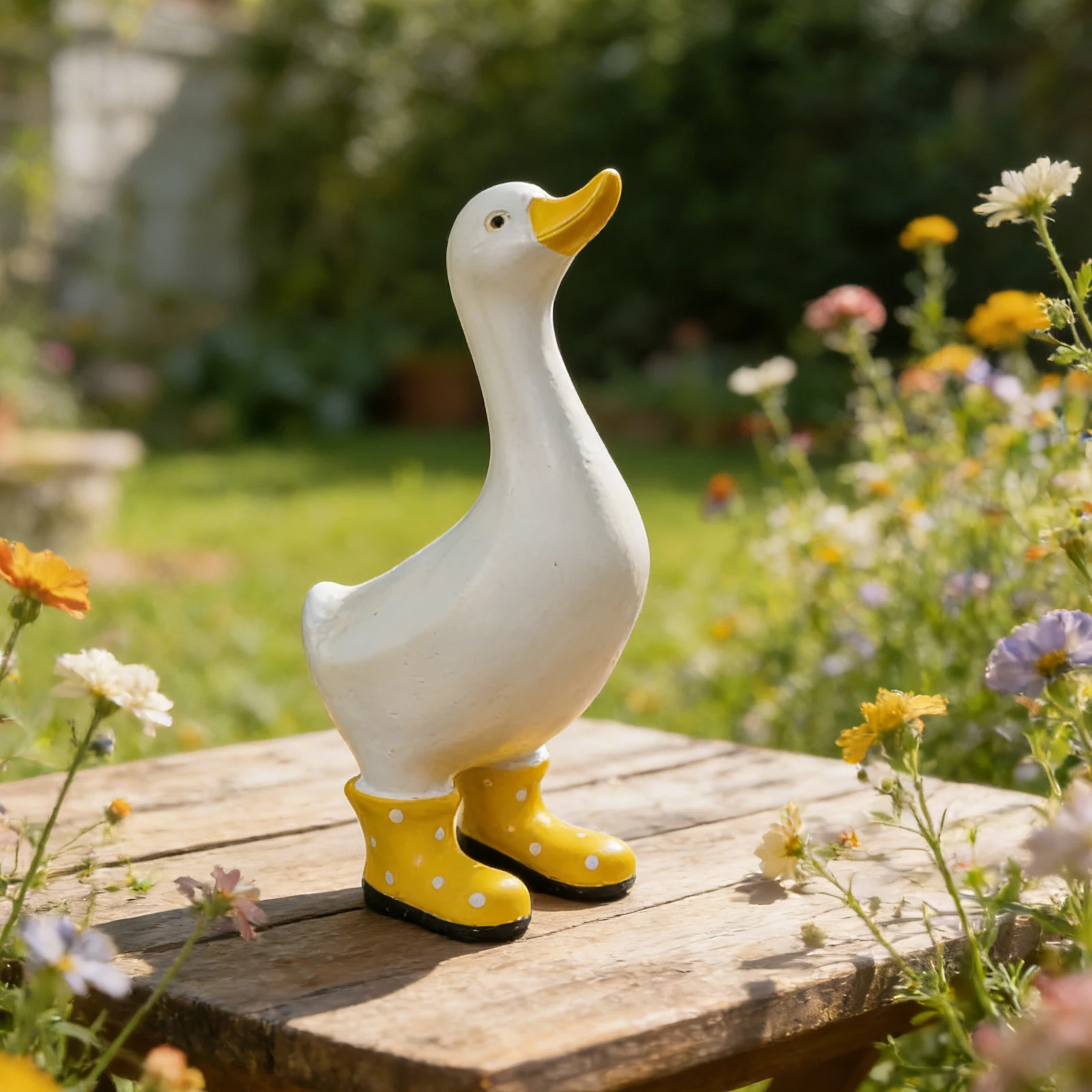 Resin Duck Ornaments Multi-Purpose Festival Animal Decor Ornament Lifelike Lovely Ducks Sculpture for Pool Yard Outdoor Decor