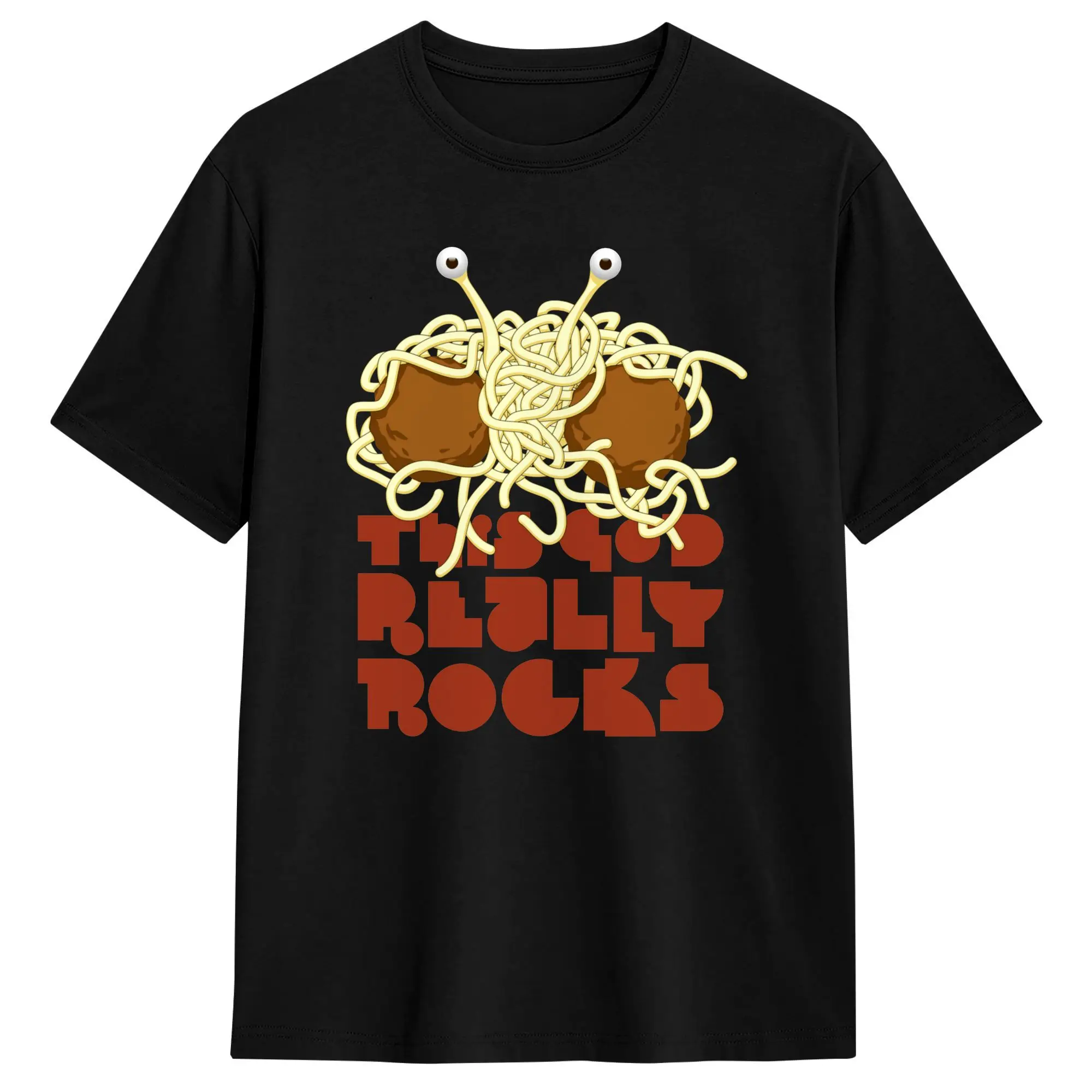 This God Really Rocks T Shirt Pure Cotton Casual T-Shirt Round Neck Flying Spaghetti Monsterism FSM Religion Church Tees Clothes