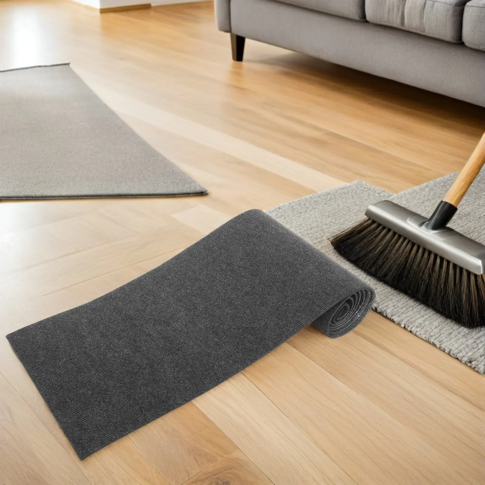 Peel Stick Self Adhesive Carpet Roll Dark Gray Non Rug Waterproof Carpet Tiles Living Room Kitchen Basement Stairs