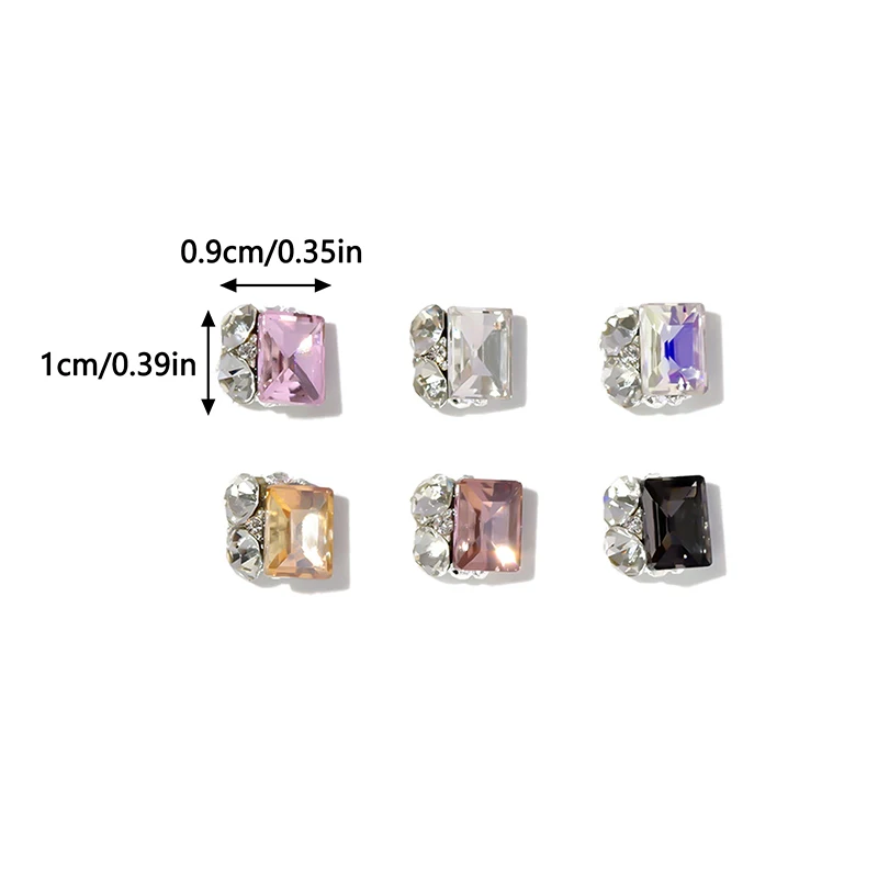 5Pcs Nagel Verbesserung Rechteck Diamant Glänzende Kristall Nagel Charme Nagel Patch Dekoration Schmuck Zubehör DIY