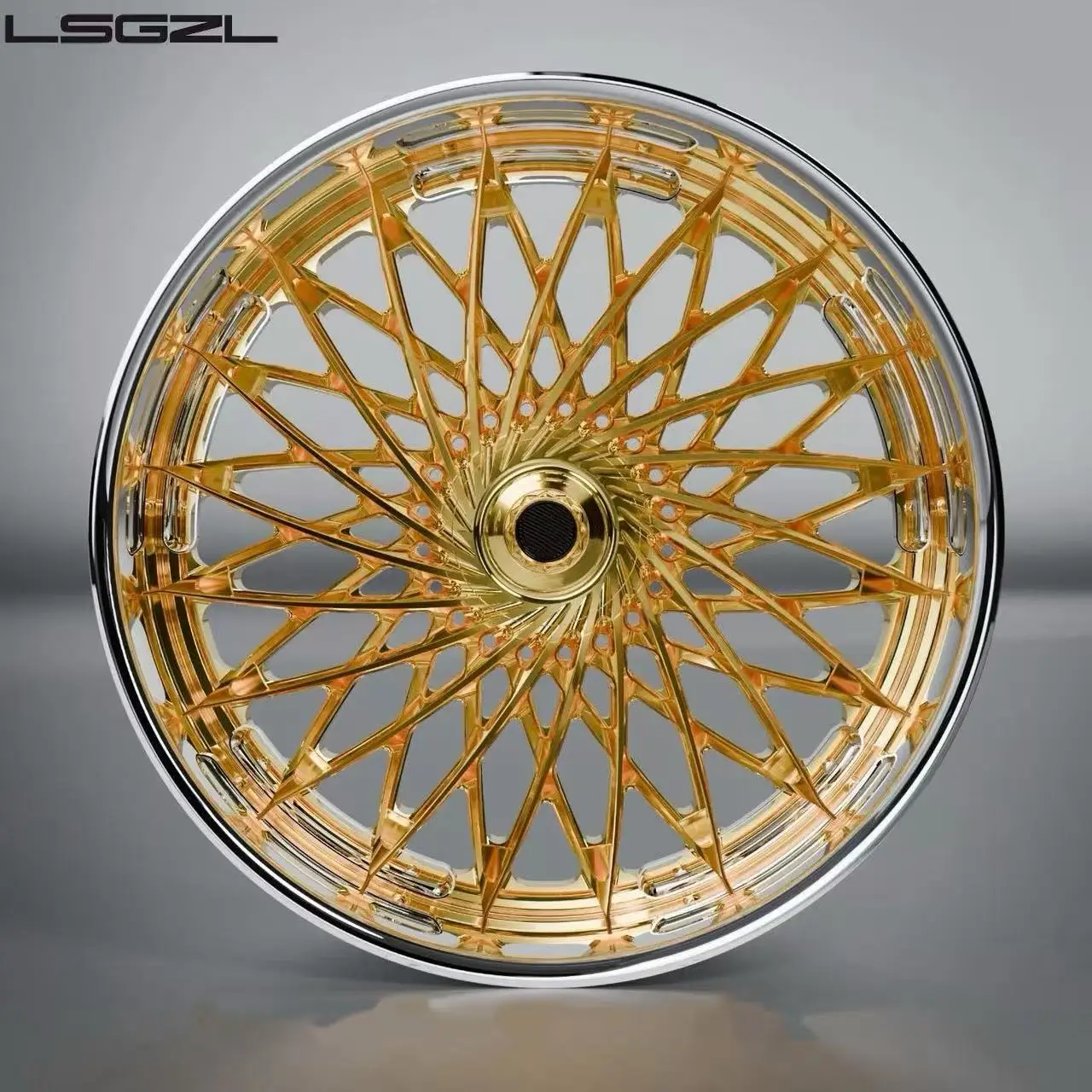 LSGZL Customized Forged Alloy Wheels Two-pieces Polished Gold Polished Lip 20 22 24 Inch 5x127 Forged Wheels for  C10 Impala