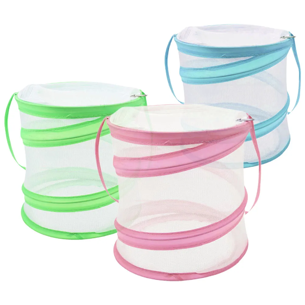 

3pcs Insect Observation Cylindrical Butterfly Habitat Mesh Cage Kids Breathable Insect Breeding Container Garden Visible Cage
