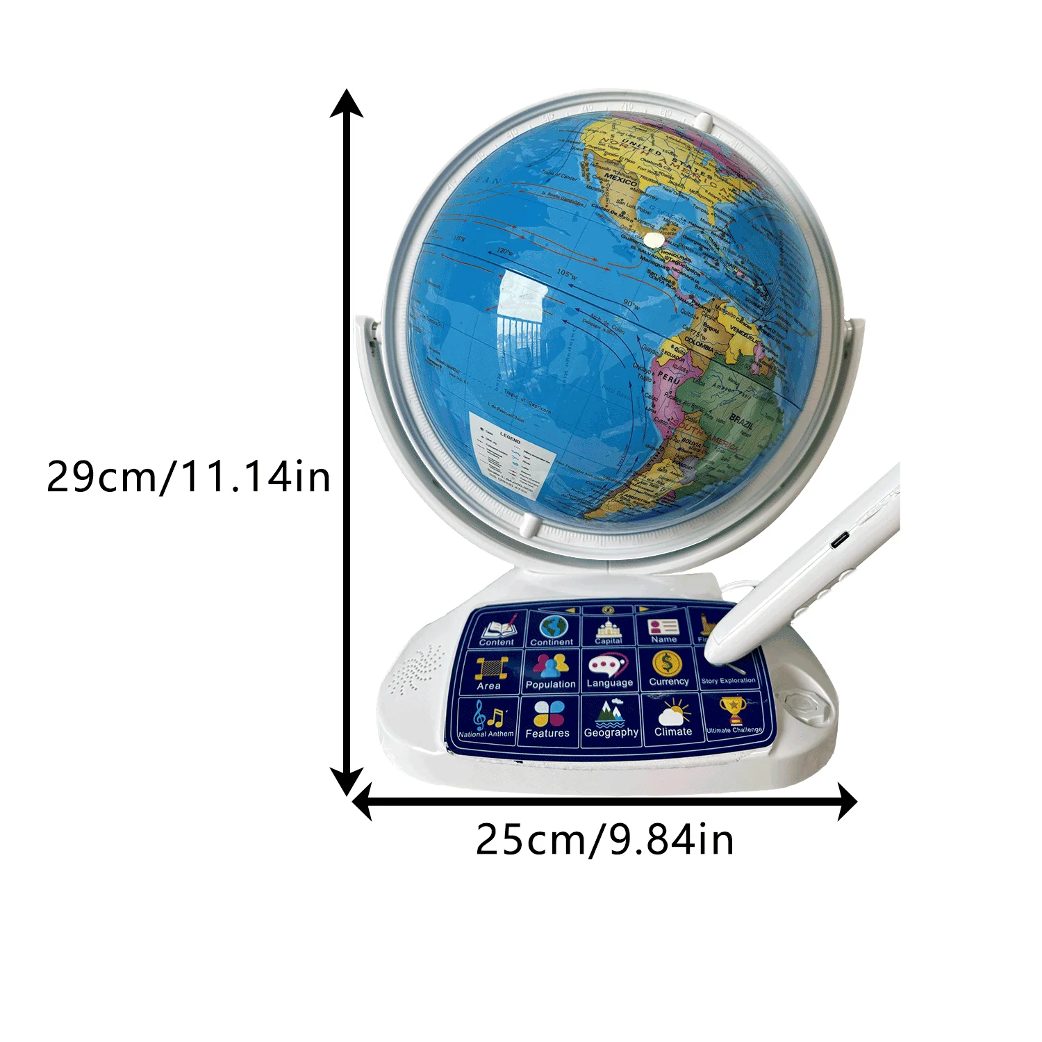 Globo AR world smart point-reading da 20cm, con luce notturna come globo di ornamenti da tavolo per imparare la geografia e la storia