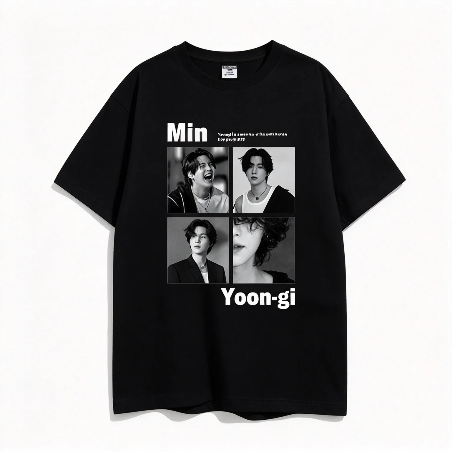 Kpop Suga Yoongi BTS Korea Idol Fan Magazine Vintage Retro Edgy Cool Graphic Art Print Oversized Short Sleeve Streetwear Top