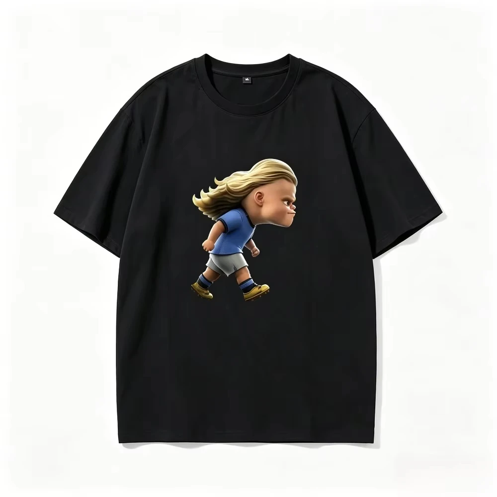Haaland # 9 Cartoon T-Shirt Lustiges Fußball Norwegen Grafik-T-Shirt Unisex Oversized Kurzarm Erwachsene Kinder Casual Streetwear Oberteile – Detail 6
