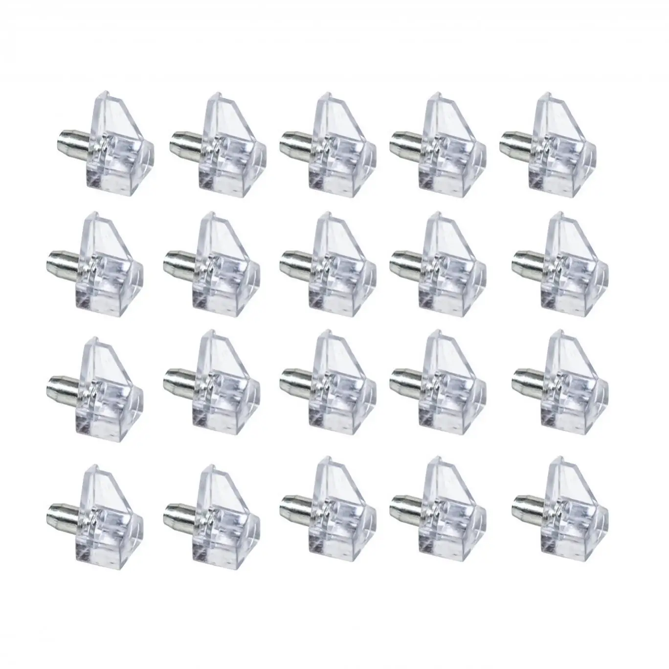 20pcs 5mm Clear Shelf Plastic Support Pegs for Display Cabinet / Wardrobe / Cupboard, Brackets Steel Pin