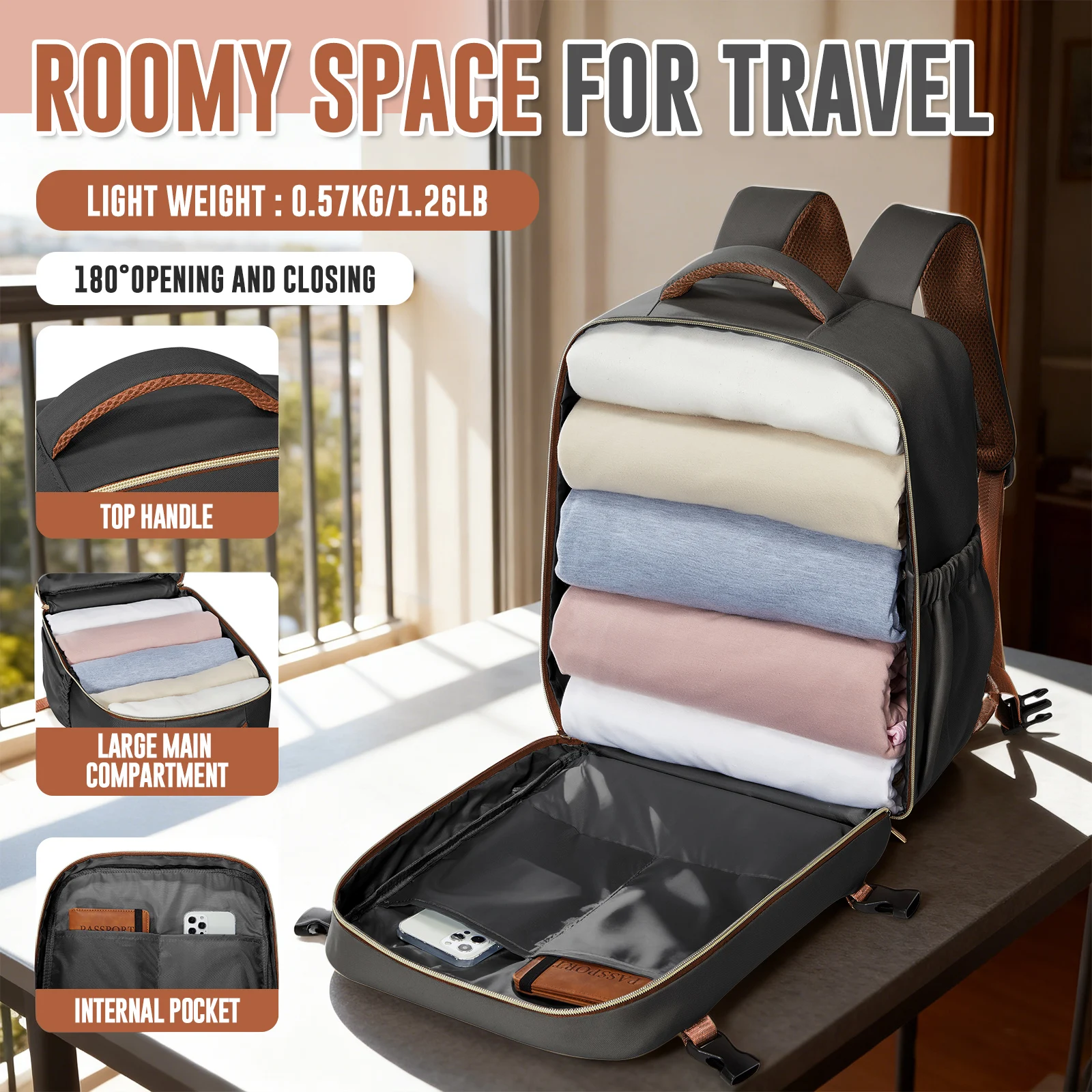 2026 جديد Ryanair 40x30x20 حقيبة ظهر محمولة للسفر، حقيبة ظهر تنفيذية 15.6 بوصة حقيبة كمبيوتر محمول كلية المدرسة حقيبة ظهر محمولة