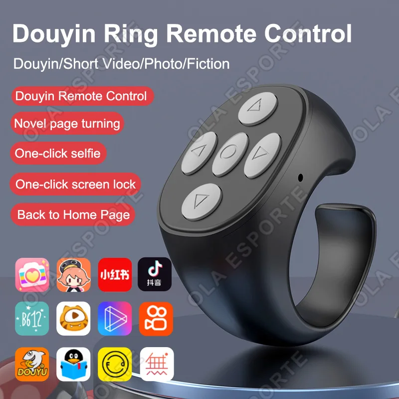 Wireless Bluetooth Remote Control Phone Selfie Video Controller Fingertip Page Turner Browse Selfie Shutter For Android IOS R12