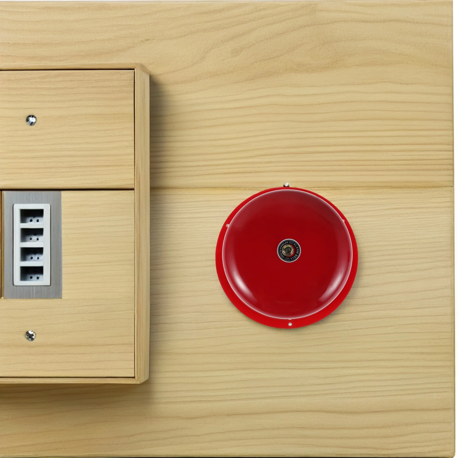 

1 Set 6-Inch Fire Loud Electric Alarm Bell Red Wall Mounted With Button Sticker Emergency Evacuation System For Building Safety