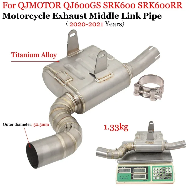 Slip-On For QJMOTOR QJ600GS SRK600 SRK600RR 2020 - 2021 Motorcycle Exhaust Escape Modify Mid Link Pipe Connection 51mm Muffler