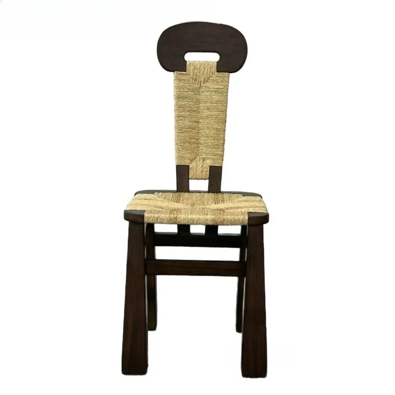 Second-hand rope woven dining chairs, Japanese solid wood, vintage furniture, ash wood home , dining table and chair combination