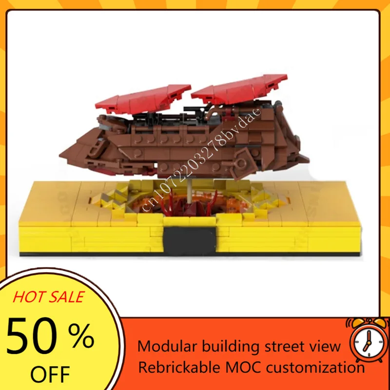 

545PCS Micro Diorama Sail barge&Sarlacc Desktop Edition Space War Military MOC SpaceShip Battle Model Custom Puzzles DIY Gift