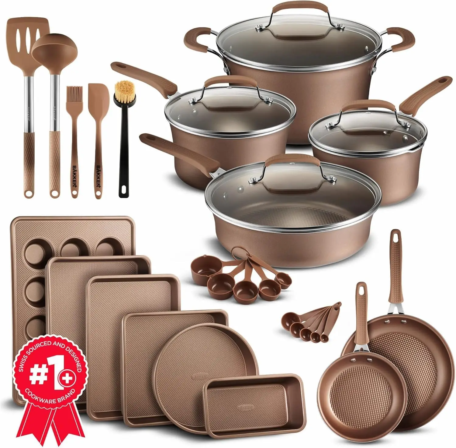 

23-Piece Non Stick Cookware & Bakeware Sets with Plaid Pattern, Stackable Design, Dishwasher Safe, Stain-resistant,