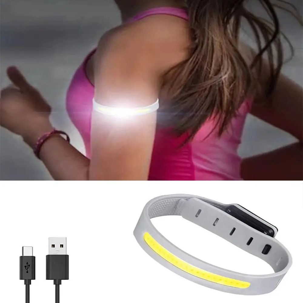 High Visibility COB LED Armband Night Light Glowing Adjustable Wristband Warning Light Rechargeable Sweat Resistant