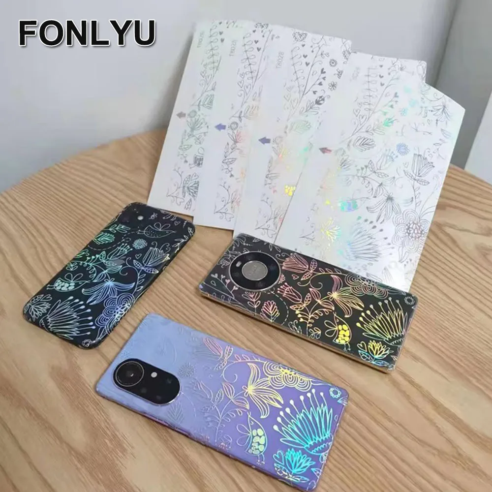 FONLYU 50Pcs Transparent Laser Embossed Smartphone Skins Back Cover Glass Protective Film Stickers for Hydrogel Cutting Machine