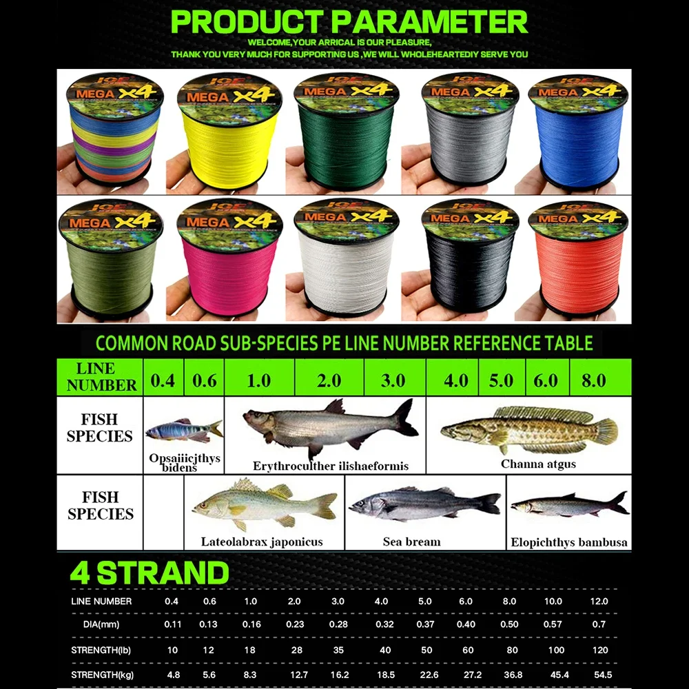 X4 hebras 300M 500M cable principal trenzado suave de agua salada marina 0,4 # -8.0 #   Línea de pesca con señuelo multifilamento extremo 100% PE 10LB-80LB - imagen 3