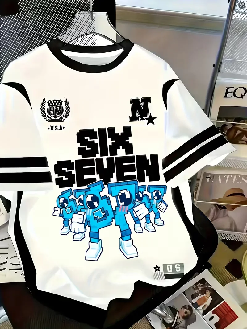 T-shirt For Kids 67 Six Seven Italian Brain Rot Math Joke Tops Y2k Game Saying Short Sleeve Graphic Y2k Children's T-shirt