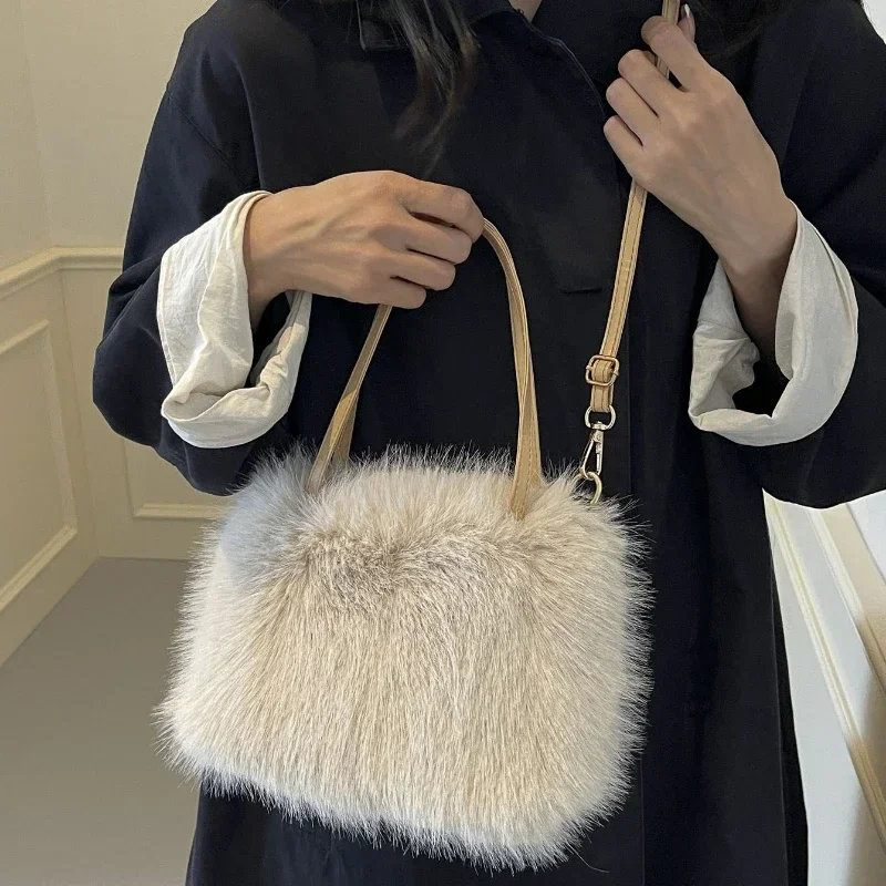 

Interior Compartment Solid Shoulder Bags Soft Sewing Thread 2024 Hot Sale Bags for Women Fashion Zipper Velvet Women's Handbags