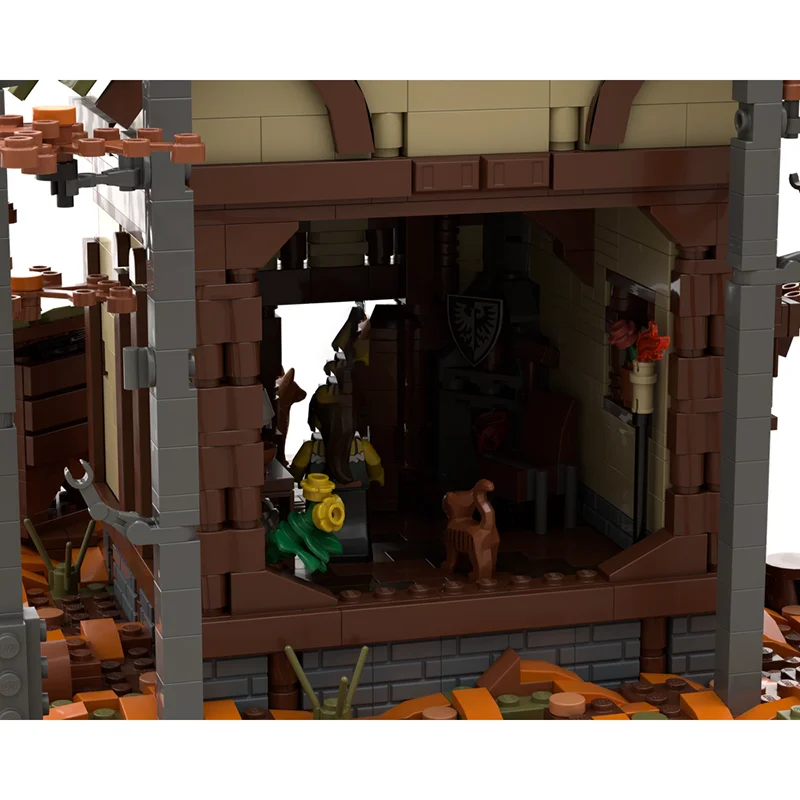 Moc Bouwstenen Welkom Thuis - Middeleeuws Kasteel Model Technologie Modulair Modelblokken Kerstset DIY Speelgoed Bouwcadeau