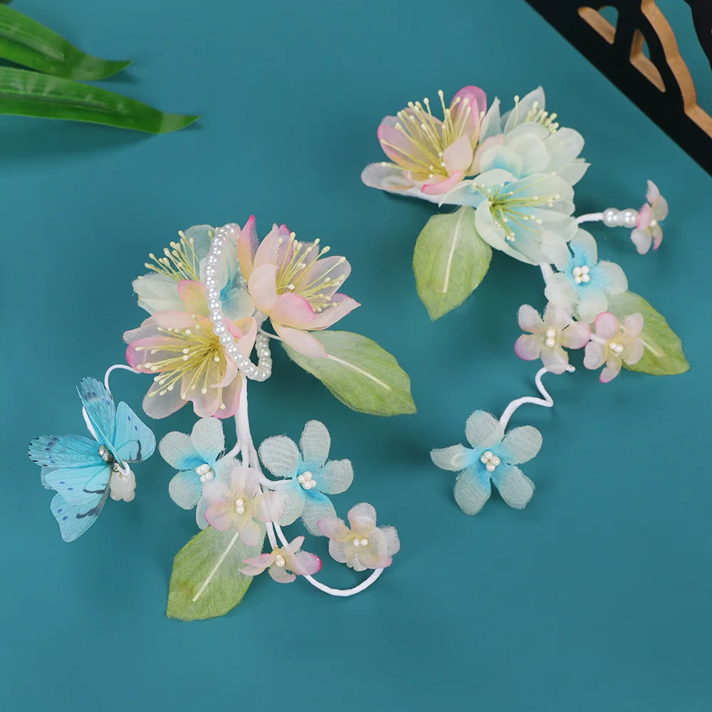 

Ancient Flower Hair Clip For Girl Pearl Butterfly Hairpin Chinese Hanfu Hair Accessories Vintage Barrette Wedding Hair Jewelry