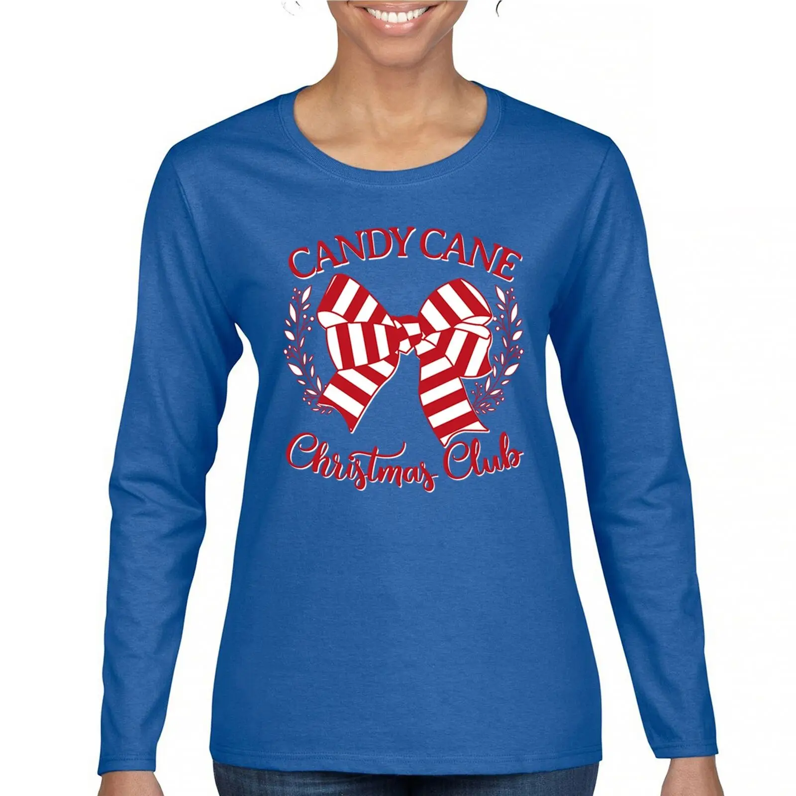 Candy Cane Christmas Club Women's Long Sleeve T-shirt Funny Xmas Holiday Spirit