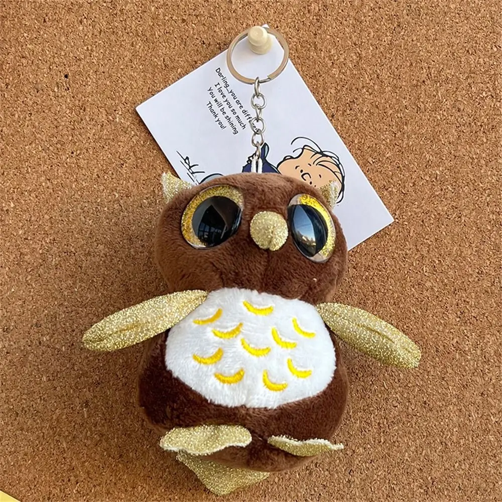 Mode peluche hibou porte-clés dessin animé grand oeil en peluche hibou porte-clés porte-clés mignon hibou pendentifs poupée sac à dos ornements