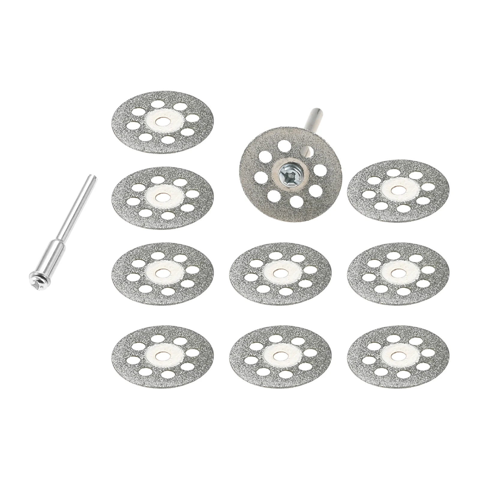 10pcs Diamond Cutting Wheel 22mm Cut Off Discs Coated with 2pcs Mandrel Fit for Dremel Rotary Tools DIY Cutting Sawing Carving