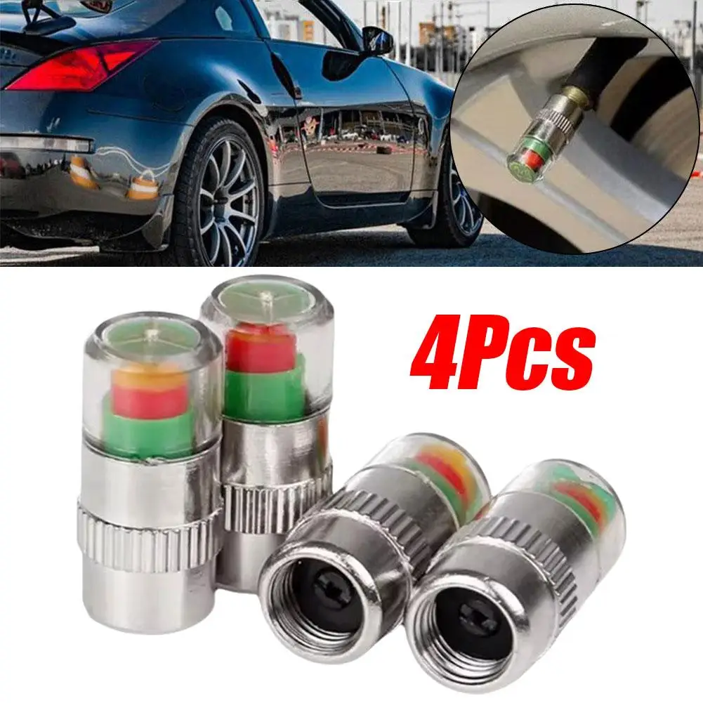 4 Pack Car Tire Pressure Indicator Tire Pressure Gauge Indicator Cap Sensor Core Monitor Alarm B1g2