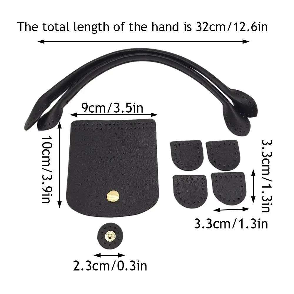 3Pcs/Set PU Leather Flap Cover Making Handbag Dumpling Bag Solid Color Leather Shoulder Bag Strap Crochet Handbag Accessories