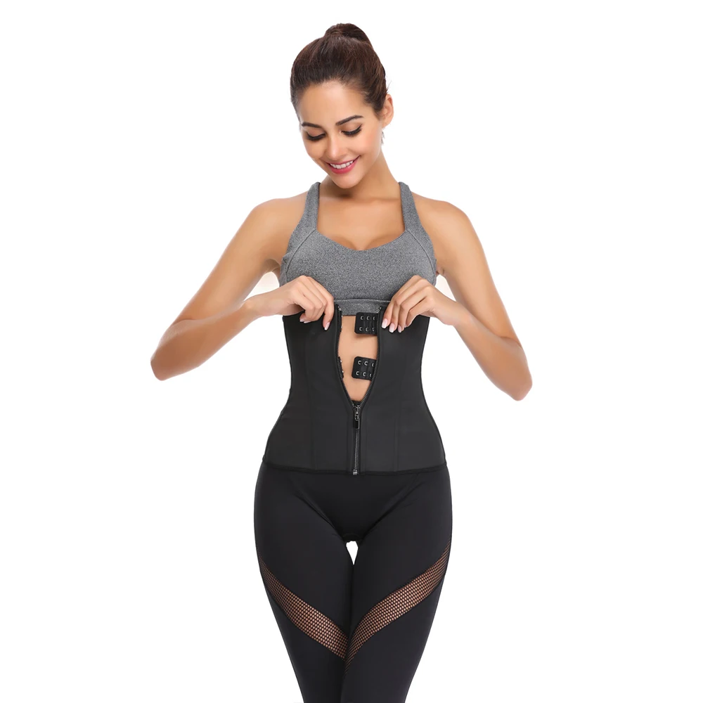

Front Zipper & Hooks 7 Steel Bones Plus Size Body Shapewear Latex Waist Trainer Cincher Shaper
