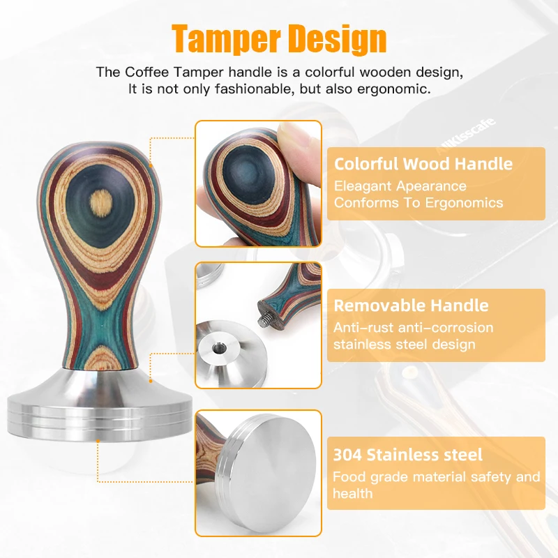 Coffee Tamper 51mm 53mm 58.5mm 57mm For Delonghi Breville Lelit Portafilter Color Espresso Macker Accessories Barista Tool Goods