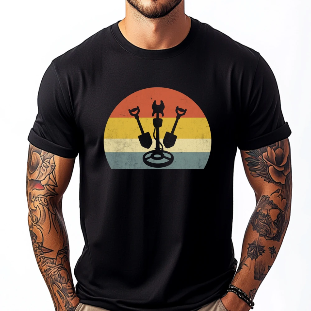 Sunset Metal Detecting Treasure Hunting Metal Detector New T Shirt Tops And T-Shirts T-Shirts Christian Tshirt Men Clothes Crazy