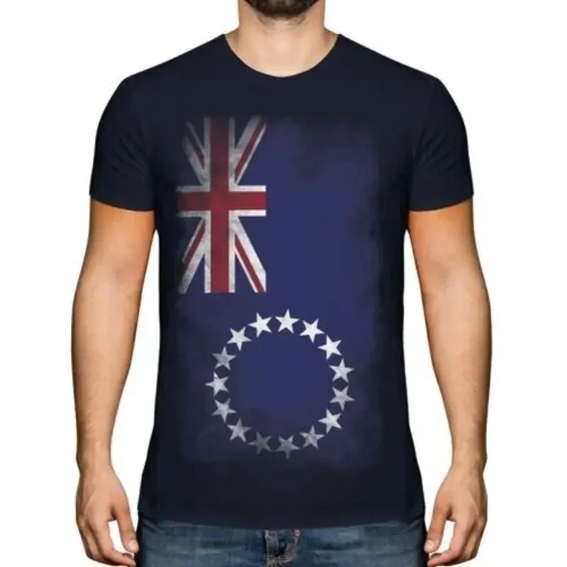 Cook Inseln Verblaßte Flagge Herren T-Shirt Fußball Geschenk Bekleidung