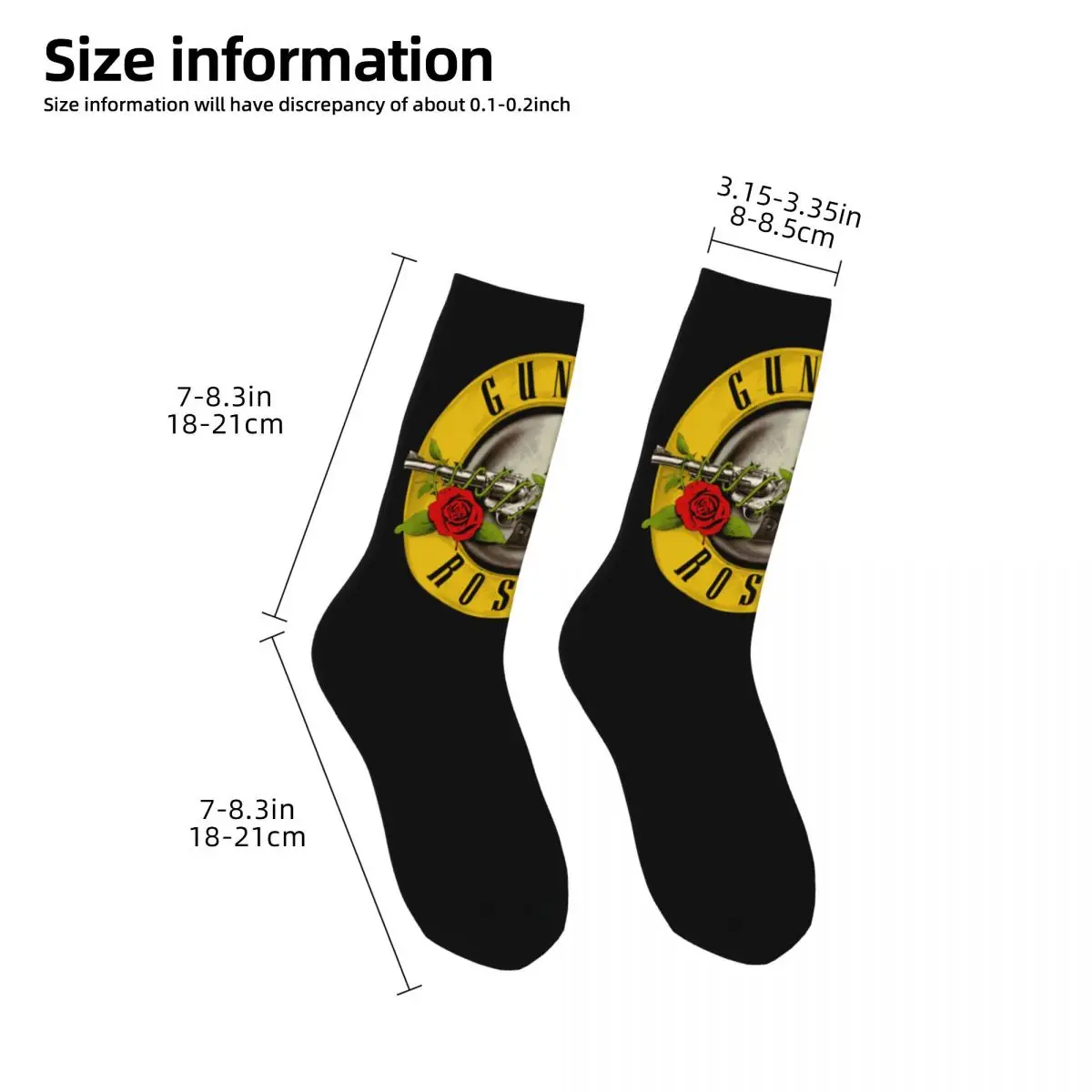 Winter Warm Hip-hop Unisex Guns N Roses Bullet Logo Socks Heavy Metal Breathable Football Socks