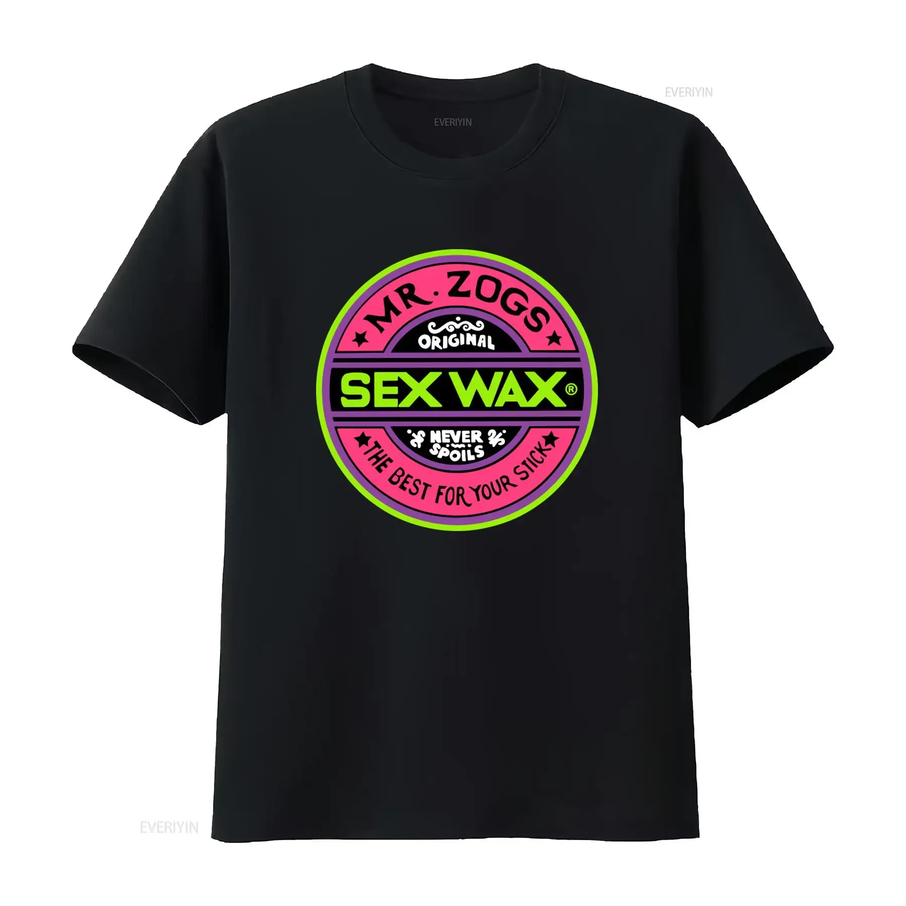 Camiseta Sex Wax Mr Zogs Original Fluoro Black Surf, Nunca se Desgasta, Ideal para tu Stick, Estilo Vintage Lavado, Cómoda y Elegante