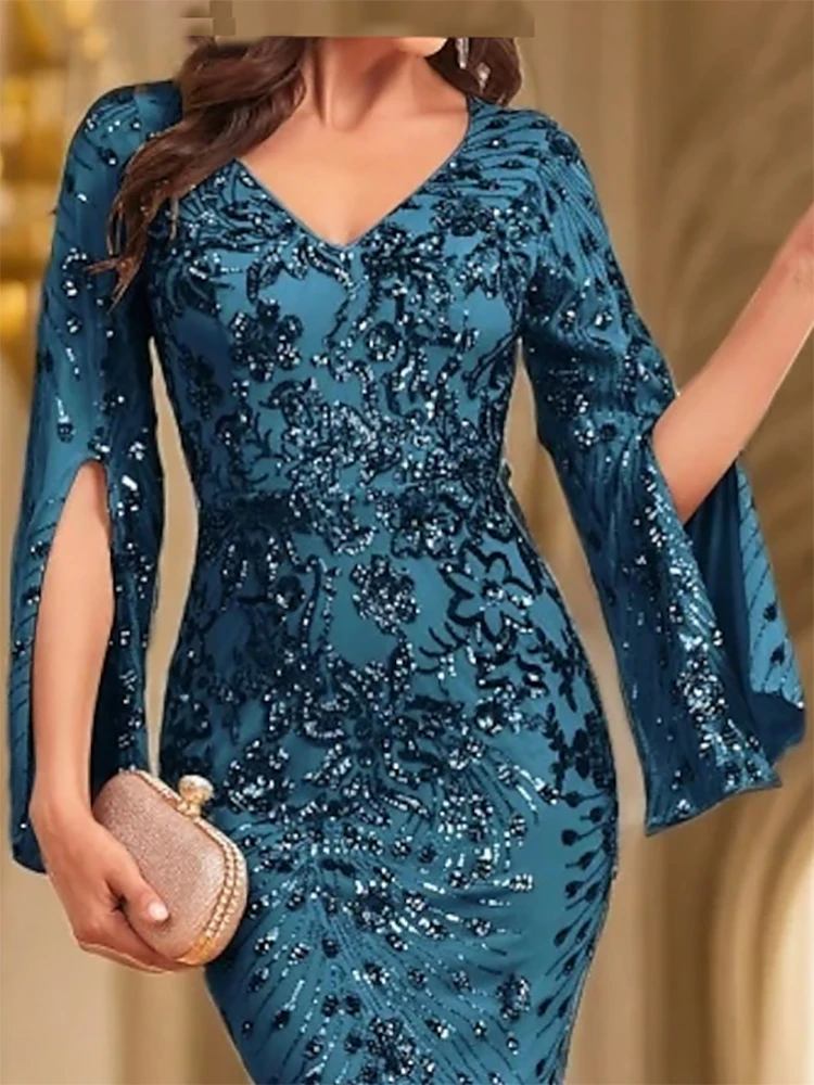 Vintage  Long Sleeve V Neck Appliques  Floor Length Formal Evening Dresses Birthday Party  Prom  Gowns