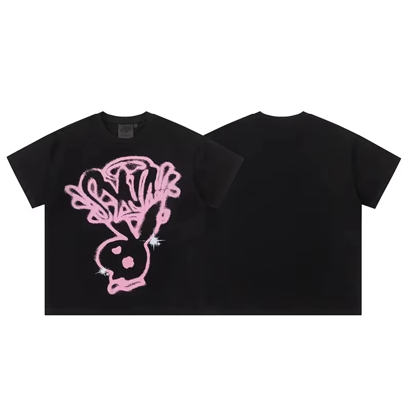 

Motorcycle 2025 Hip Hop T-shirt Printed Short Sleeve Men's and Women's Casual Loose Cotton T-Shirt Y2K Summer Top