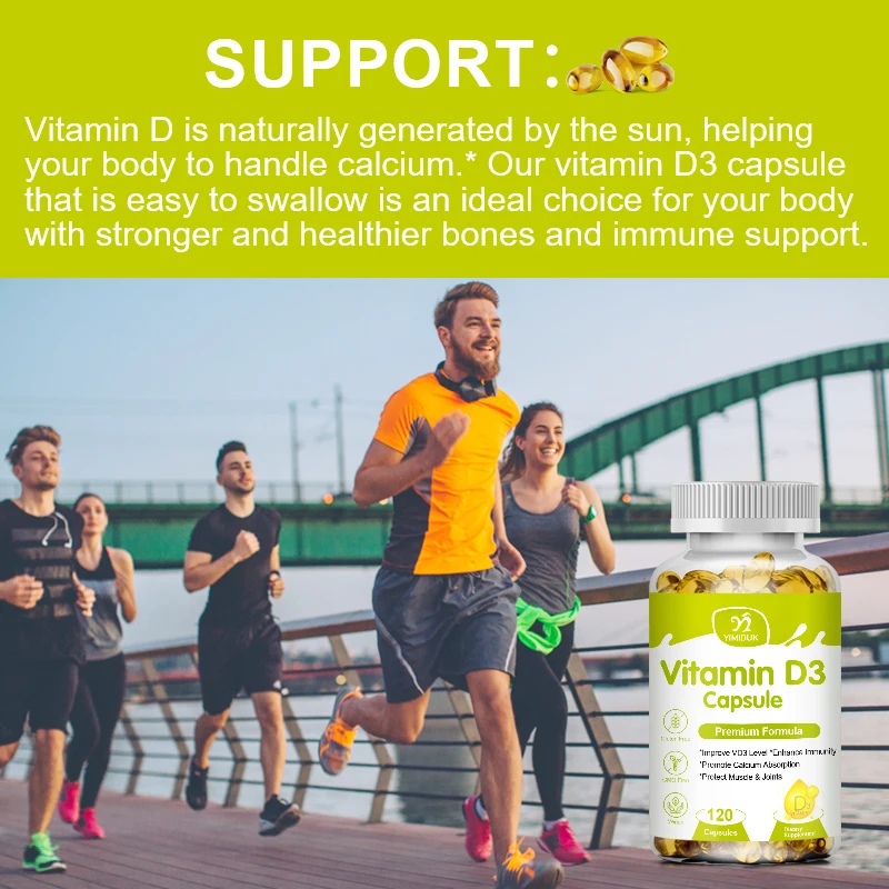 Vitamin D3 Capsule Strengthens Bones, Teeth, Heart And Nerves, Provide Immune Support, And Promote Healthy Muscle Function