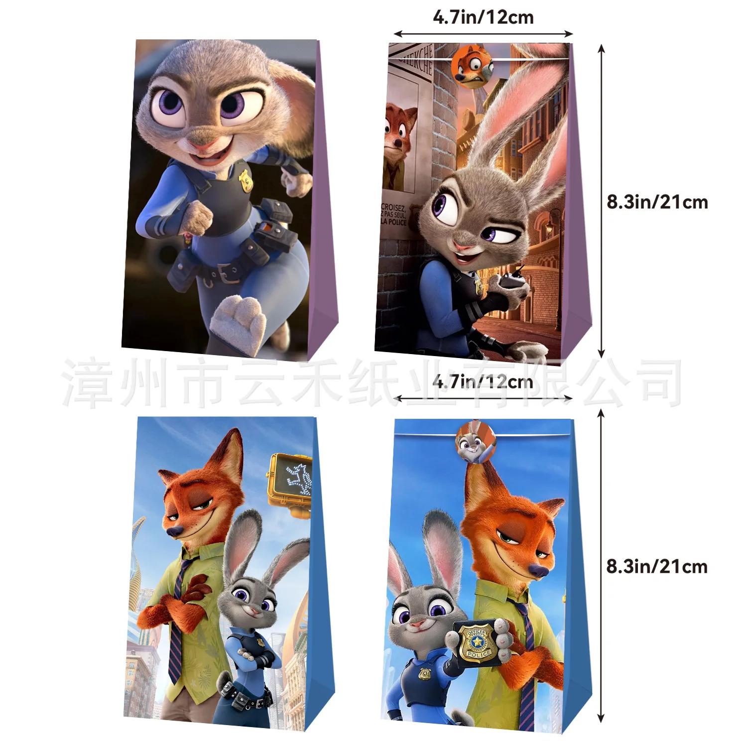 Zootopia 2 12/24 قطعة مجموعة جودي هوبس أرنب نيك وايلد الثعلب كاندي ورقة حقيبة شنطة هدايا شخصيات كرتونية هدية عيد ميلاد كيس التغليف