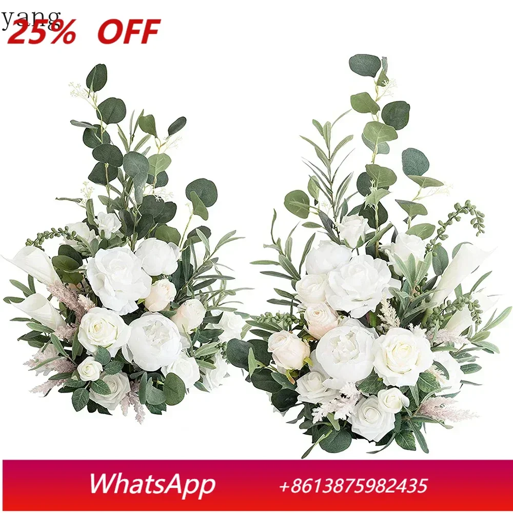 

2Pcs Artificial Flower Outdoor Decoration Flower Arrangement,Wedding Arch Aisle Welcome Entrance Table Centerpieces Floral Decor