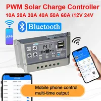 10A 20A 30A 50A 60A Wifi Bluetooth PWM Solar Charge Controller 12V 24V Dual USB LCD Display Auto Cell Panel Charger Regulator