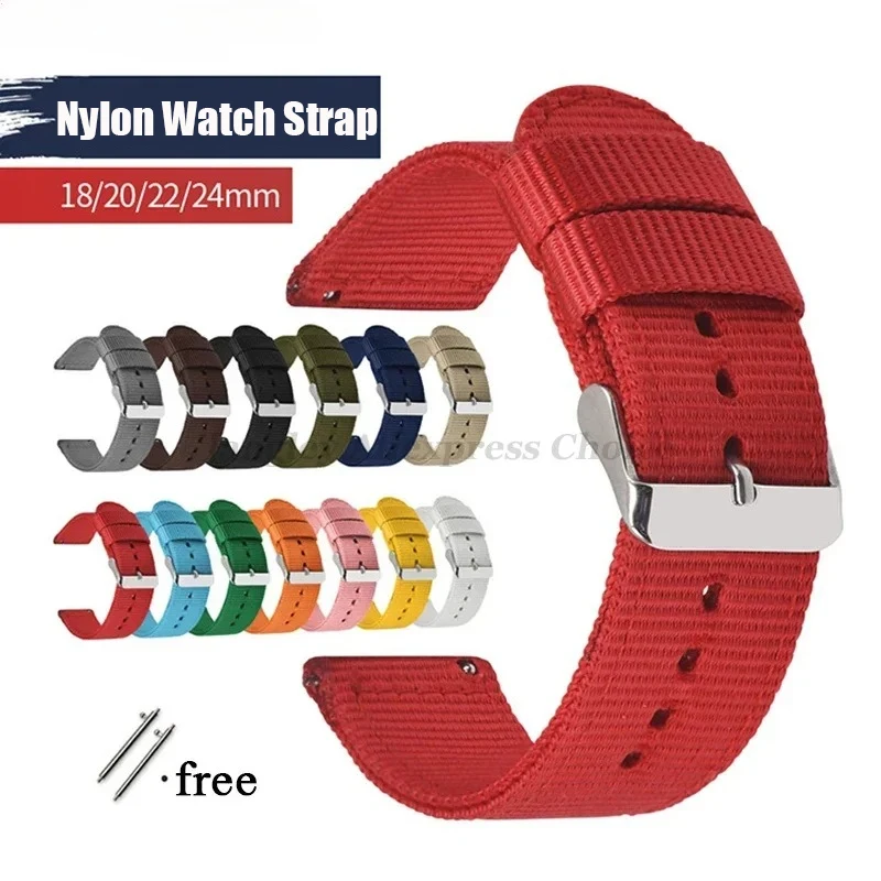 Nylon Canvas Strap Watchband 18/20/22/24mm for Samsung Galaxy Watch7/6/5/4/3 Amazfit Bracelet Quick Release Men Women Sport Band