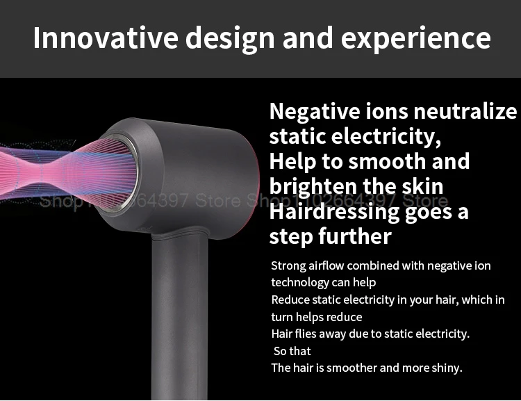 Leafless Hair Dryer New Professional With Flyaway Attachment Negative Ionic Premium Hair Dryers Multifunction Salon Style Tool