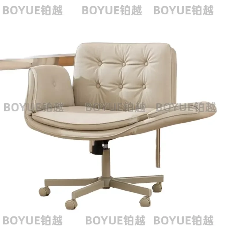 Ergonomic Criss Cross Office Chair PU Leather Vanity Seat with Adjustable Armrests Swivel Base for Home Bedroom Study