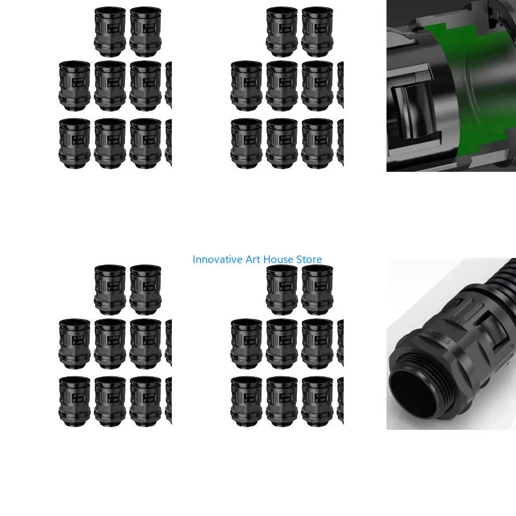 E1PC Nylon Corrugated Conduit Connectors, Push‑In Locking Cable Gland for Install