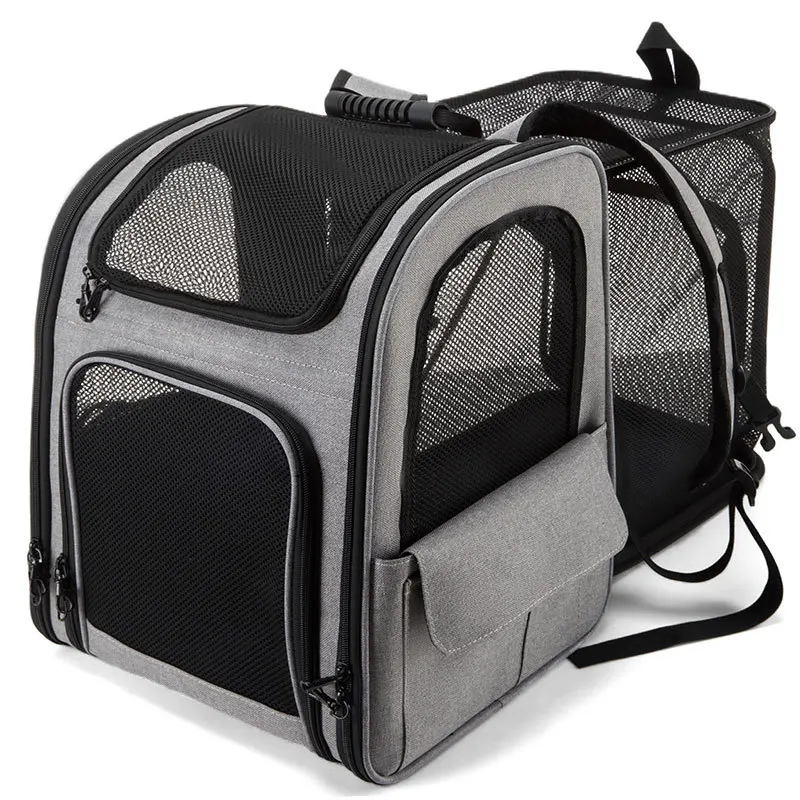 

Large Capacity Lightweight Portable Cat Dog Backpack Fabric Pet Carrier Foldable Expansion for Outdoor Adventures Travel