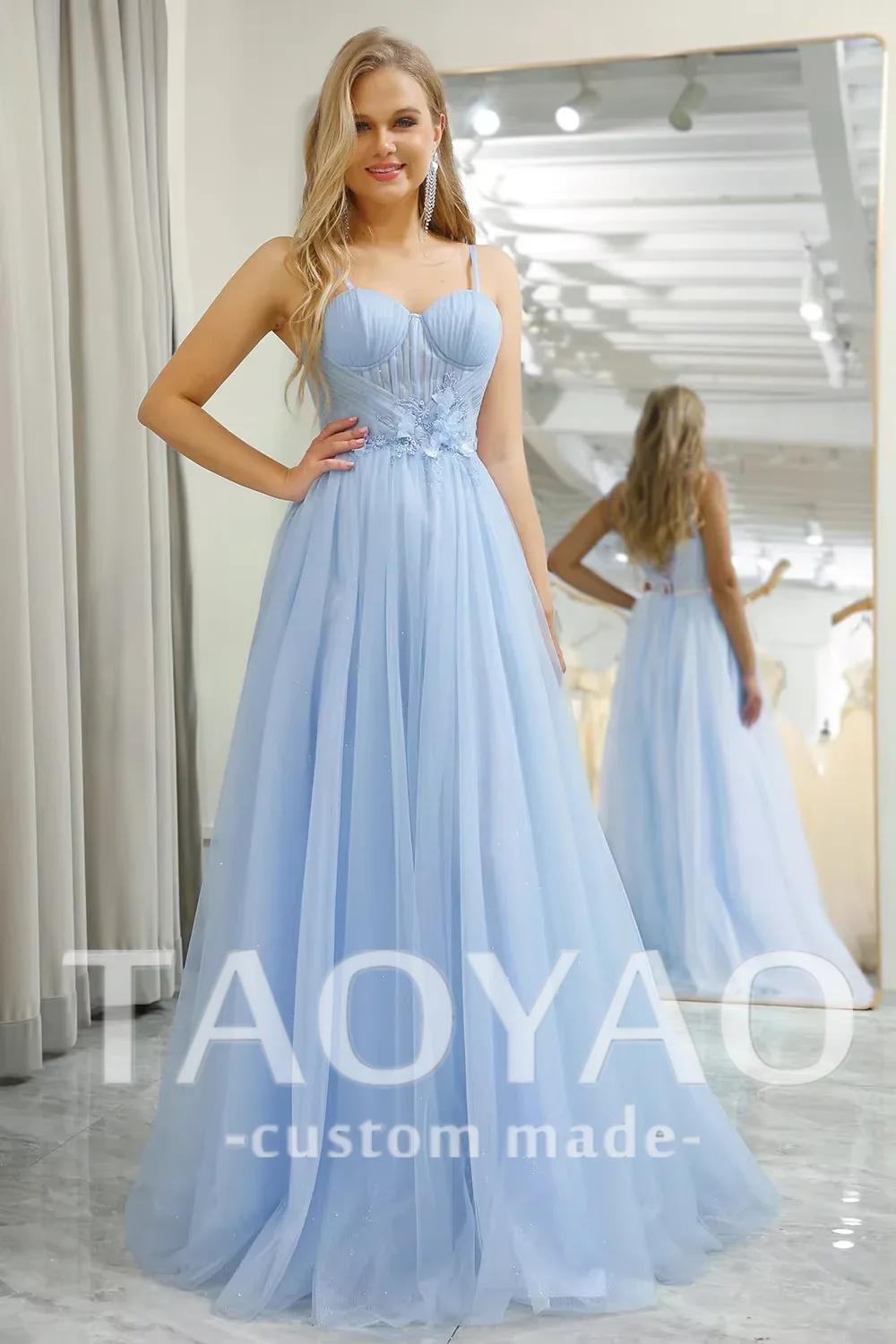 Sky Blue Tulle Party Wedding Evening Gown Luxury Woman Gala Dress Suitable Dresses Prom Dress 2024 Elegant Gowns Customized